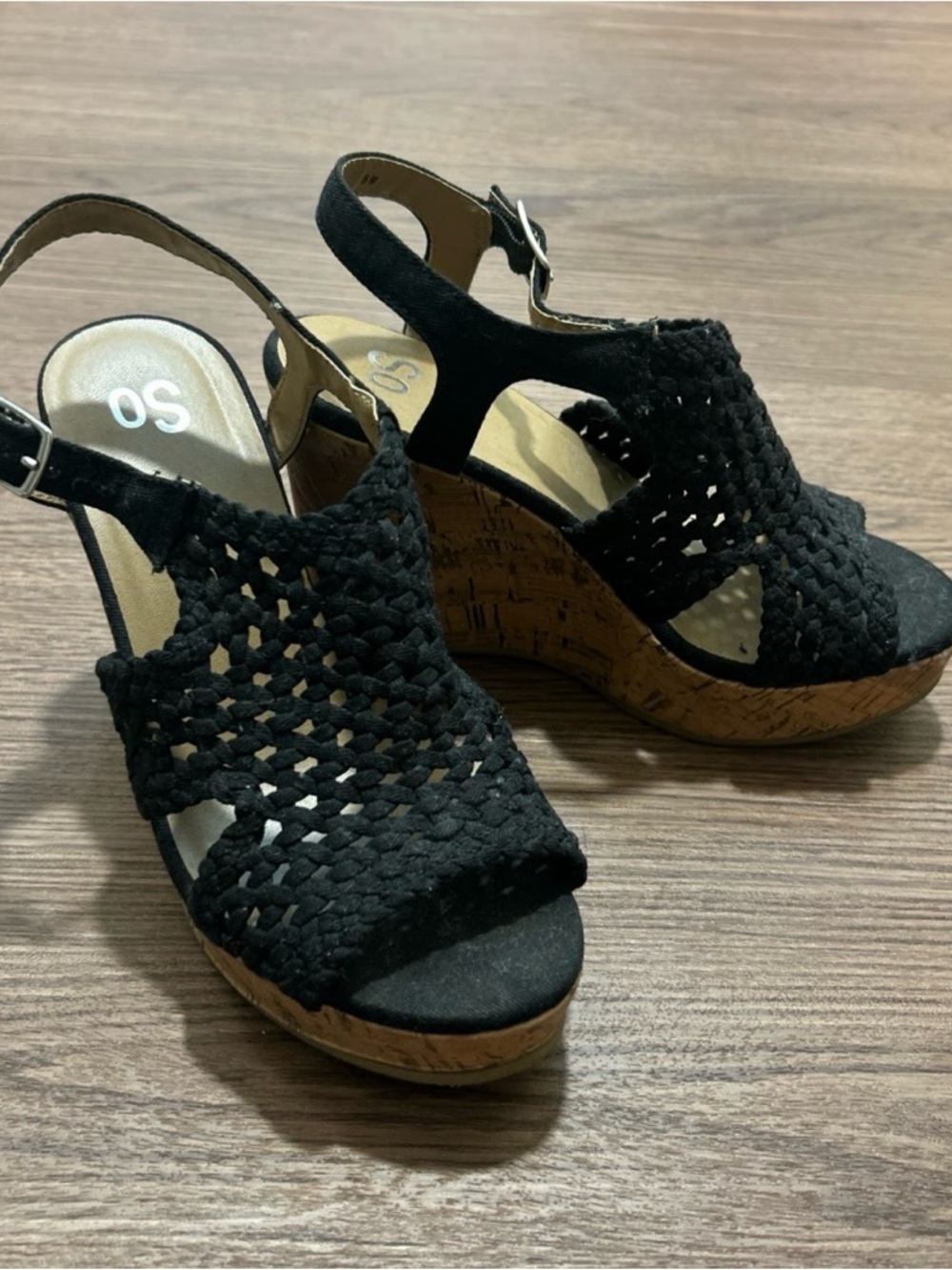 SO Taffy Wedge Sandals, Women’s 7, Black - Picture 2 of 8